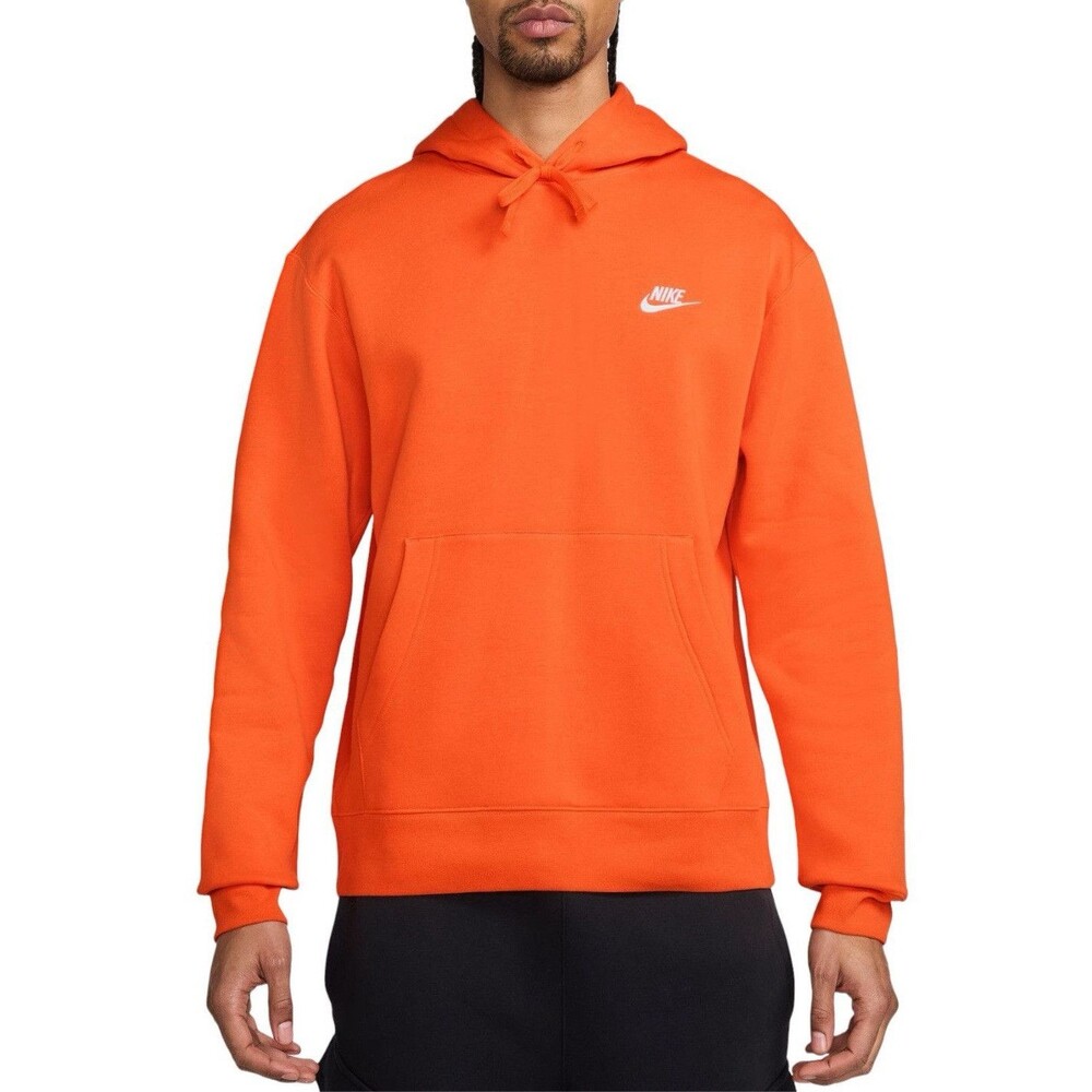 Nike Sportswear Club Fleece Pullover Hoodie Men's Large Safety Orange BV2654-819